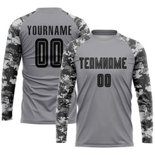 Load image into Gallery viewer, Custom Gray Black-Camo Sublimation Soccer Uniform Jersey