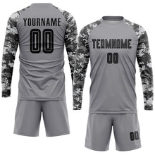 Load image into Gallery viewer, Custom Gray Black-Camo Sublimation Soccer Uniform Jersey