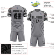 Load image into Gallery viewer, Custom Gray Black-Camo Sublimation Soccer Uniform Jersey