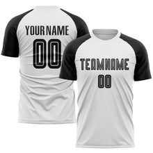Load image into Gallery viewer, Custom White Black Sublimation Soccer Uniform Jersey