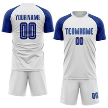 Load image into Gallery viewer, Custom White Royal Sublimation Soccer Uniform Jersey