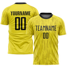 Load image into Gallery viewer, Custom Gold Black Sublimation Soccer Uniform Jersey