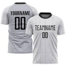 Load image into Gallery viewer, Custom Gray Black-White Sublimation Soccer Uniform Jersey