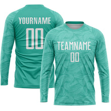 Load image into Gallery viewer, Custom Aqua White Sublimation Soccer Uniform Jersey