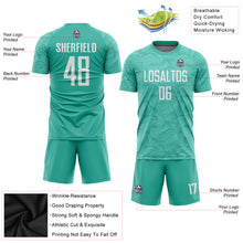Load image into Gallery viewer, Custom Aqua White Sublimation Soccer Uniform Jersey
