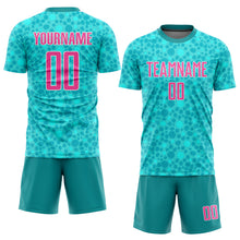 Load image into Gallery viewer, Custom Aqua Pink-White Sublimation Soccer Uniform Jersey