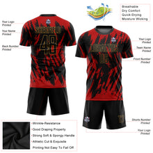 Load image into Gallery viewer, Custom Red Black-Old Gold Sublimation Soccer Uniform Jersey