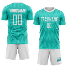 Load image into Gallery viewer, Custom Aqua White Sublimation Soccer Uniform Jersey