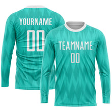 Load image into Gallery viewer, Custom Aqua White Sublimation Soccer Uniform Jersey