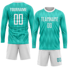 Load image into Gallery viewer, Custom Aqua White Sublimation Soccer Uniform Jersey