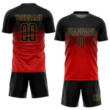 Load image into Gallery viewer, Custom Red Black-Old Gold Sublimation Soccer Uniform Jersey