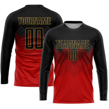 Load image into Gallery viewer, Custom Red Black-Old Gold Sublimation Soccer Uniform Jersey