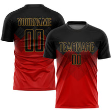 Load image into Gallery viewer, Custom Red Black-Old Gold Sublimation Soccer Uniform Jersey