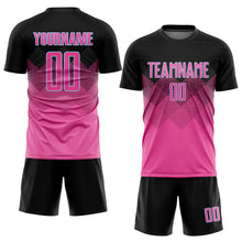 Load image into Gallery viewer, Custom Pink Black-LIght Blue Gradient Square Shape Sublimation Soccer Uniform Jersey