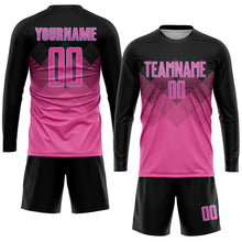 Load image into Gallery viewer, Custom Pink Black-LIght Blue Gradient Square Shape Sublimation Soccer Uniform Jersey