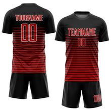 Load image into Gallery viewer, Custom Black Red-White Sublimation Soccer Uniform Jersey