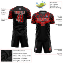 Load image into Gallery viewer, Custom Black Red-White Sublimation Soccer Uniform Jersey