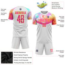 Load image into Gallery viewer, Custom White Pink-Gold Sublimation Soccer Uniform Jersey