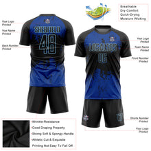Load image into Gallery viewer, Custom Black Black-Royal Sublimation Soccer Uniform Jersey