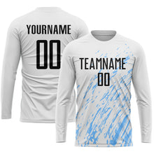 Load image into Gallery viewer, Custom White Black-Light Blue Sublimation Soccer Uniform Jersey
