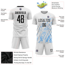 Load image into Gallery viewer, Custom White Black-Light Blue Sublimation Soccer Uniform Jersey
