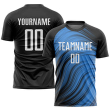 Load image into Gallery viewer, Custom Light Blue White-Black Sublimation Soccer Uniform Jersey