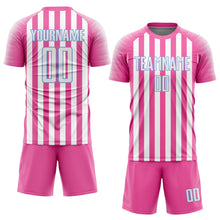 Load image into Gallery viewer, Custom Pink White-Light Blue Sublimation Soccer Uniform Jersey