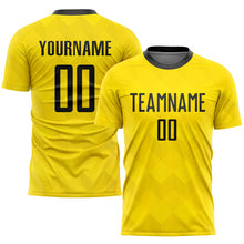 Load image into Gallery viewer, Custom Gold Black Sublimation Soccer Uniform Jersey