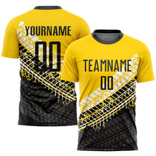 Load image into Gallery viewer, Custom Gold Black-White Sublimation Soccer Uniform Jersey