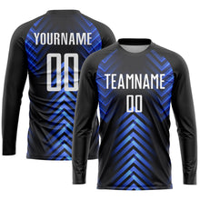 Load image into Gallery viewer, Custom Black White-Royal Sublimation Soccer Uniform Jersey