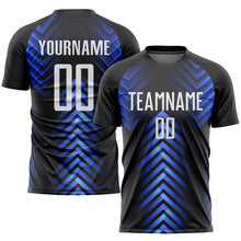 Load image into Gallery viewer, Custom Black White-Royal Sublimation Soccer Uniform Jersey