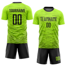 Load image into Gallery viewer, Custom Neon Green Black Sublimation Soccer Uniform Jersey