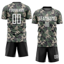 Load image into Gallery viewer, Custom Camo White-Black Sublimation Salute To Service Soccer Uniform Jersey