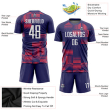 Load image into Gallery viewer, Custom Figure White-Purple Sublimation Soccer Uniform Jersey