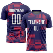 Load image into Gallery viewer, Custom Figure White-Purple Sublimation Soccer Uniform Jersey