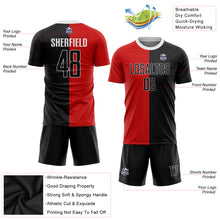 Load image into Gallery viewer, Custom Red Black-White Sublimation Split Fashion Soccer Uniform Jersey