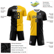 Load image into Gallery viewer, Custom Gold Black-White Sublimation Split Fashion Soccer Uniform Jersey