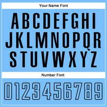 Load image into Gallery viewer, Custom White Light Blue-Black Sublimation Split Fashion Soccer Uniform Jersey