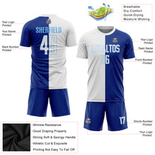 Load image into Gallery viewer, Custom Royal White-Light Blue Sublimation Split Fashion Soccer Uniform Jersey