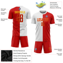 Load image into Gallery viewer, Custom White Red-Gold Sublimation Split Fashion Soccer Uniform Jersey