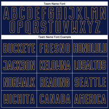 Load image into Gallery viewer, Custom White Navy-Old Gold Sublimation Split Fashion Soccer Uniform Jersey