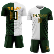 Load image into Gallery viewer, Custom White Green-Gold Sublimation Split Fashion Soccer Uniform Jersey