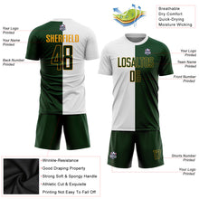 Load image into Gallery viewer, Custom White Green-Gold Sublimation Split Fashion Soccer Uniform Jersey