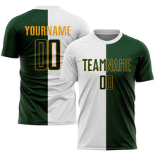 Load image into Gallery viewer, Custom White Green-Gold Sublimation Split Fashion Soccer Uniform Jersey