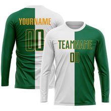 Load image into Gallery viewer, Custom White Kelly Green-Gold Sublimation Split Fashion Soccer Uniform Jersey