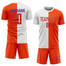 Load image into Gallery viewer, Custom White Orange-Purple Sublimation Split Fashion Soccer Uniform Jersey