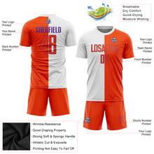 Load image into Gallery viewer, Custom White Orange-Purple Sublimation Split Fashion Soccer Uniform Jersey