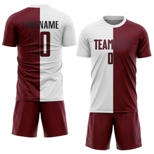 Load image into Gallery viewer, Custom White Crimson-Black Sublimation Split Fashion Soccer Uniform Jersey