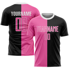 Load image into Gallery viewer, Custom Black Pink-White Sublimation Split Fashion Soccer Uniform Jersey