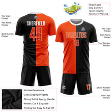 Load image into Gallery viewer, Custom Black Orange-White Sublimation Split Fashion Soccer Uniform Jersey